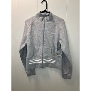 Adidas Womens Sweater Jacket Size Heather Gray Full‎ Zip 2003 Y2K